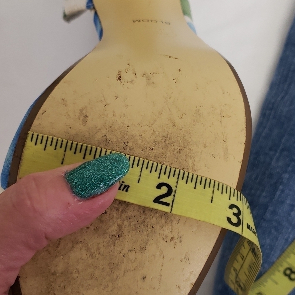 Michaelangelo Bloom Peeptoe Heels 7 Blue/Green VGUC - Picture 11 of 12
